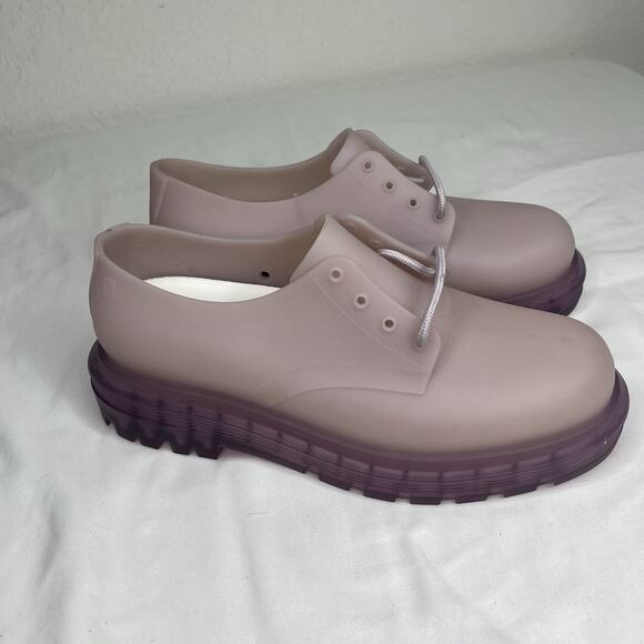 Melissa Pink Lace Up Vegan Shoes Size 9 NWOB Made in Brazil Waterproof, unique - Picture 2 of 10